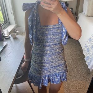 LoveShackFancy Belle smocked floral print cotton mini size M